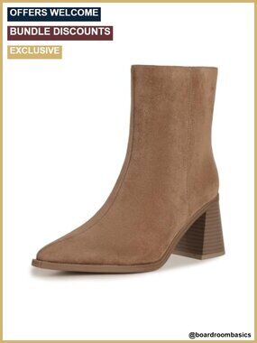 Chunky Block Heel Ankle Boots Low Heeled Booties Zip Closure Women's Shoes